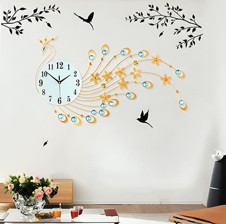 Modern Peacock Metal Clock